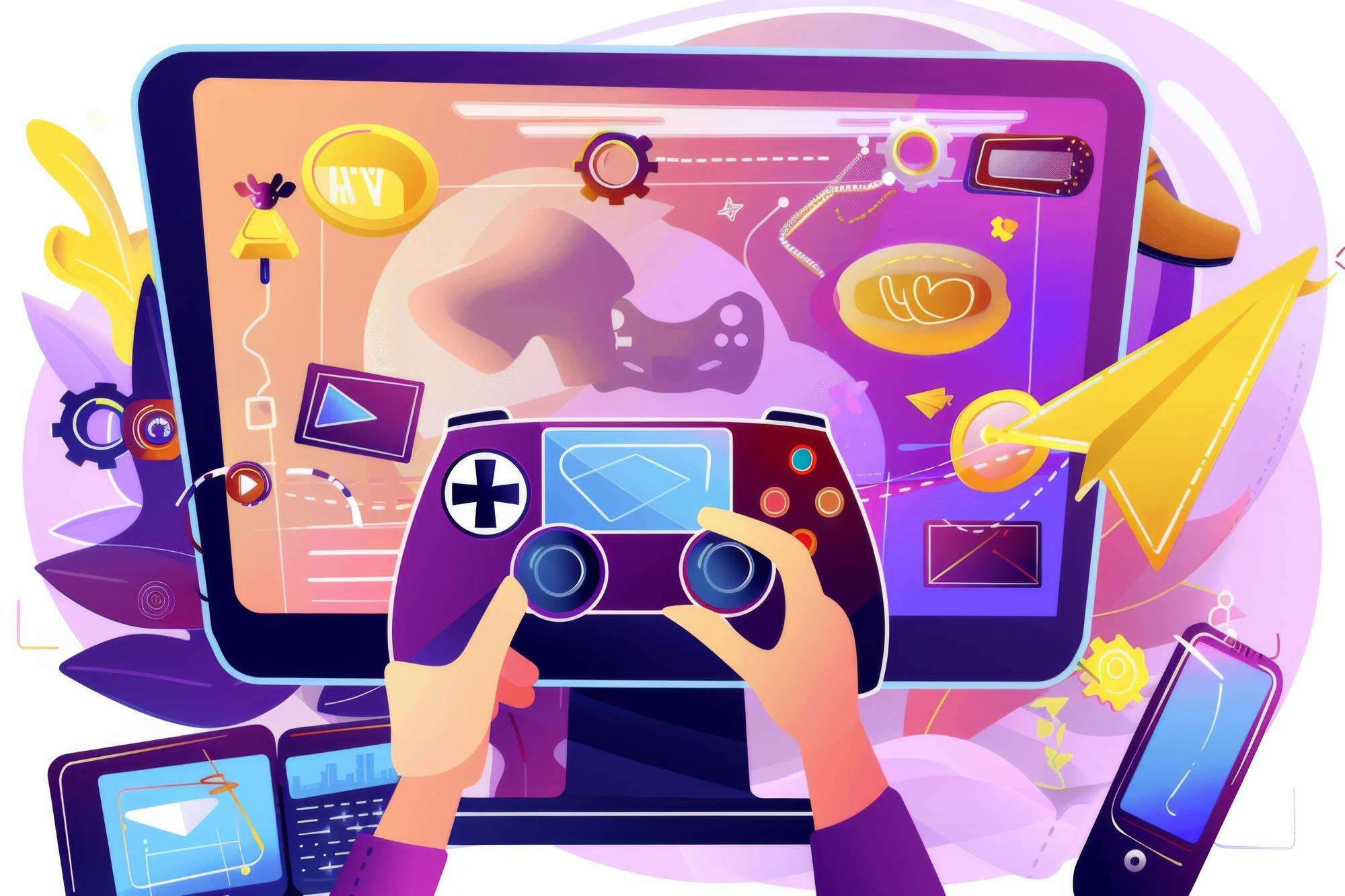 Futuristic mobile game development concept